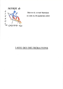 Liste des délibérations du Conseil Municipal du 26 septembre 2022