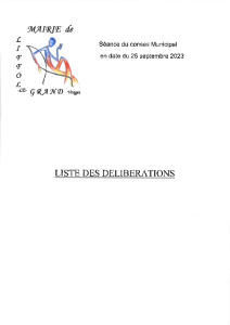Liste délibérations du Conseil Municipal du 25 septembre 2023