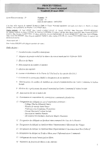 Procès-Verbal du Conseil Municipal du 20 mars 2026